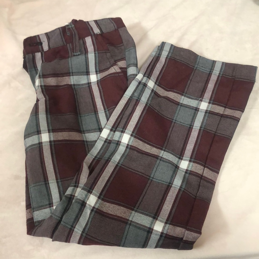 Cookies kids burgundy plaid pants side pockets only gently used size 8